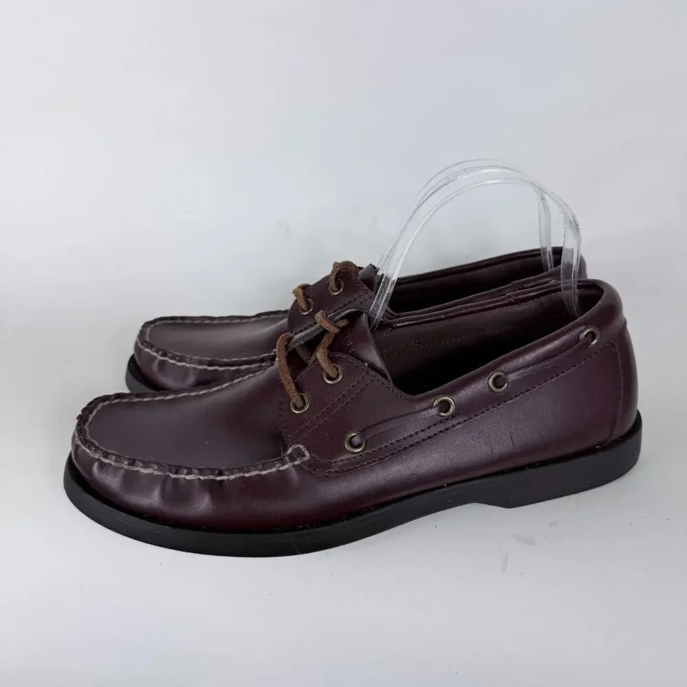 Polo Sport Ralph Lauren Boat Shoes Men's 10 Brown Leather Lace-Up Low Top Casual